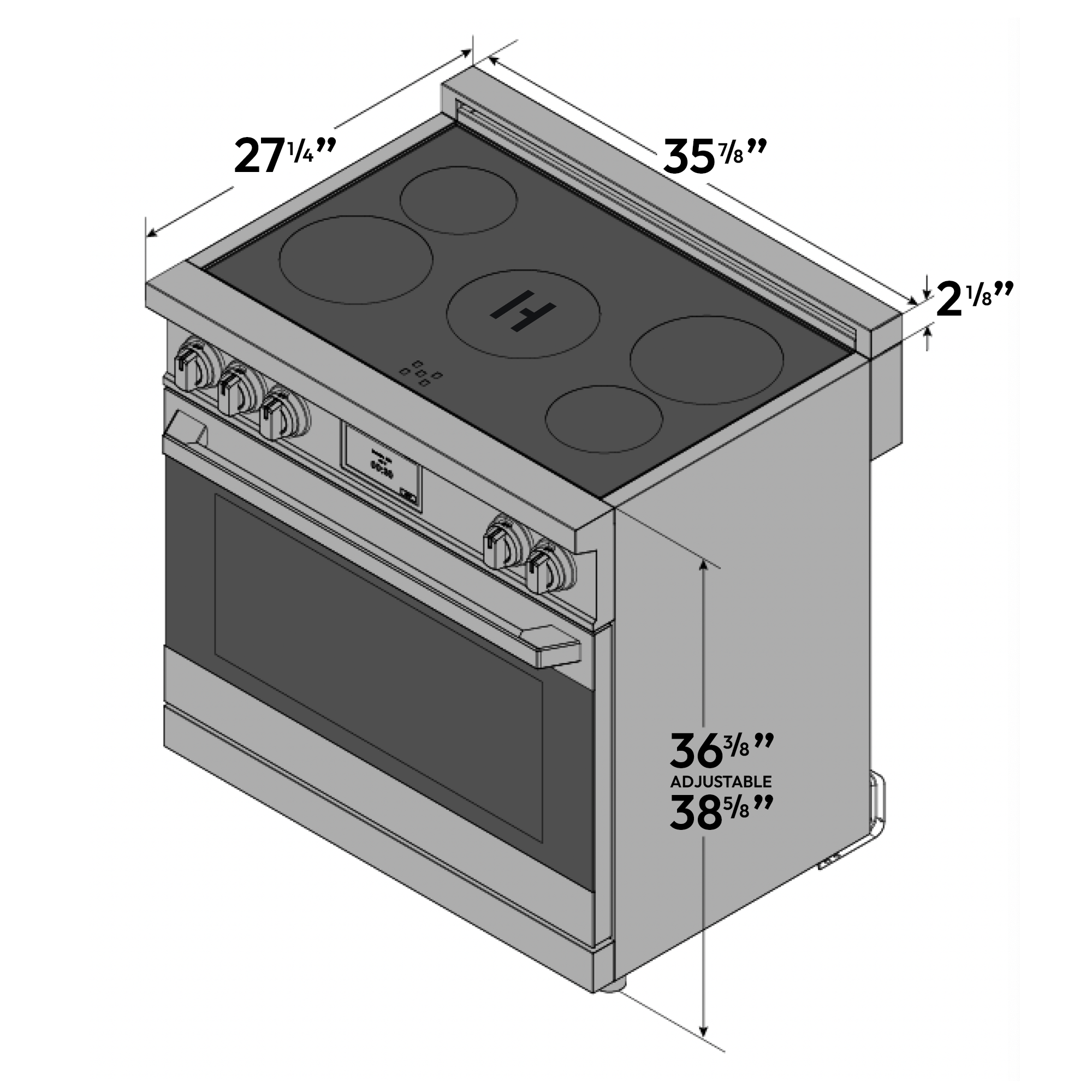 36″ Professional Induction Range – Stainless Steel