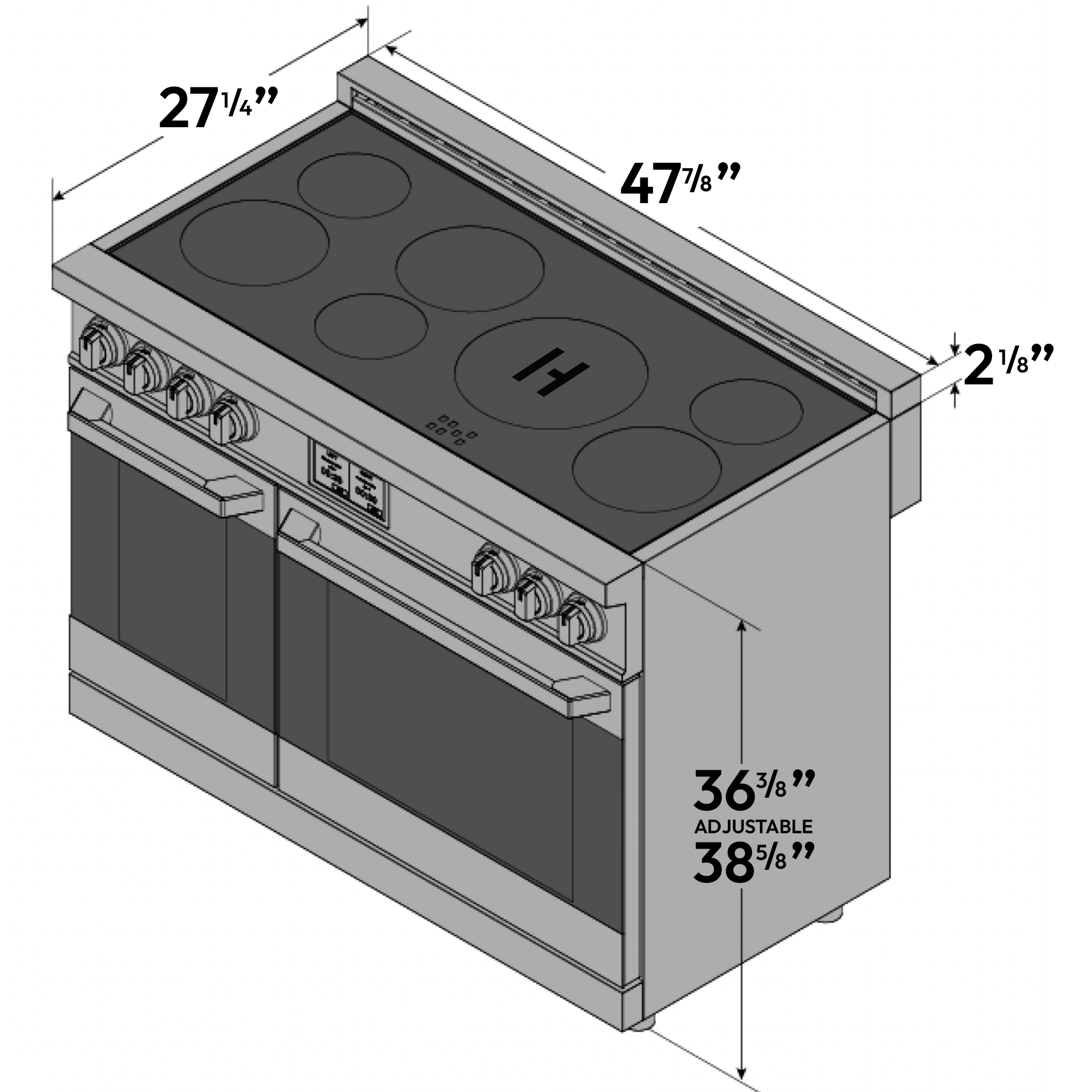 48″ Professional Induction Range – Stainless Steel